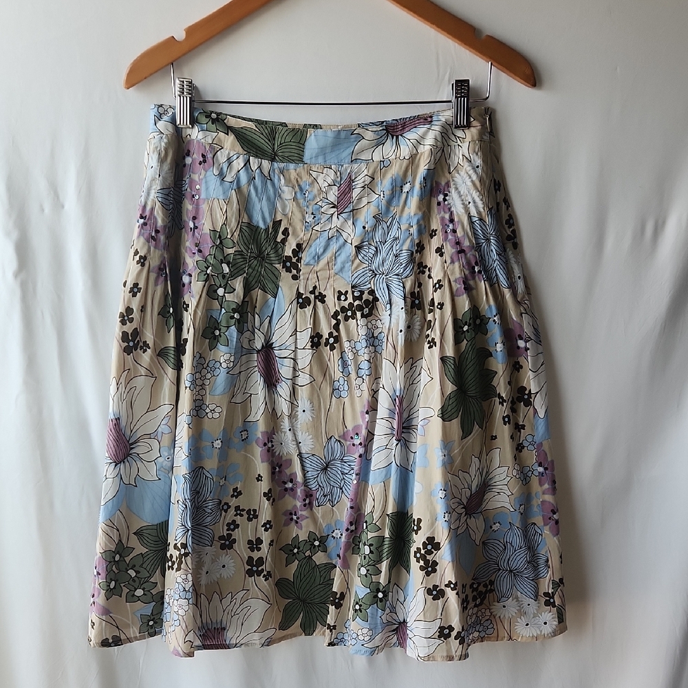 Vintage Jessica Cotton Floral And Beaded Midi Skirt Size 8